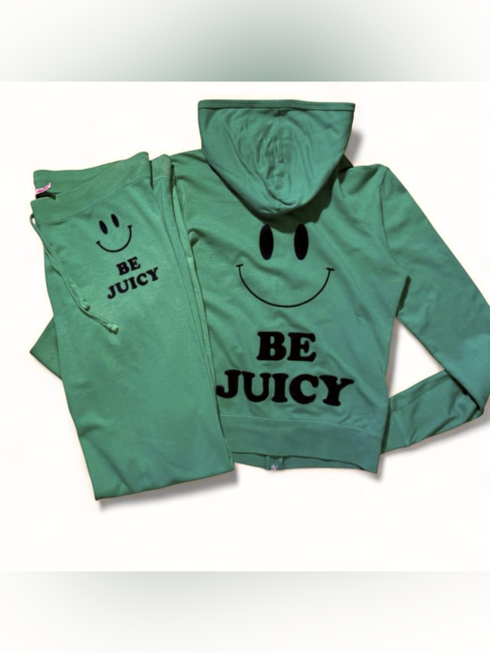 Y2K Vintage Juicy Couture Green French Terry Set Tracksuit Size Medium BE JUICY